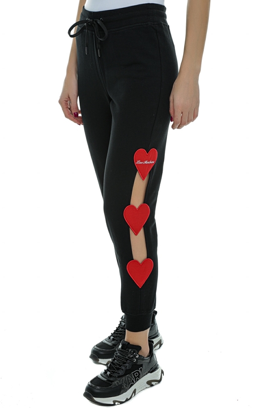 LOVE MOSCHINO-Pantaloni jogger decupat pe picior cu patch inima